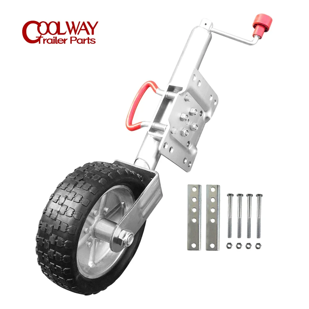 10 Inch Jockey Wheel Swing Up Solid Rubber Wheel Capacity 1000KG for Caravan RV Boat Trailer