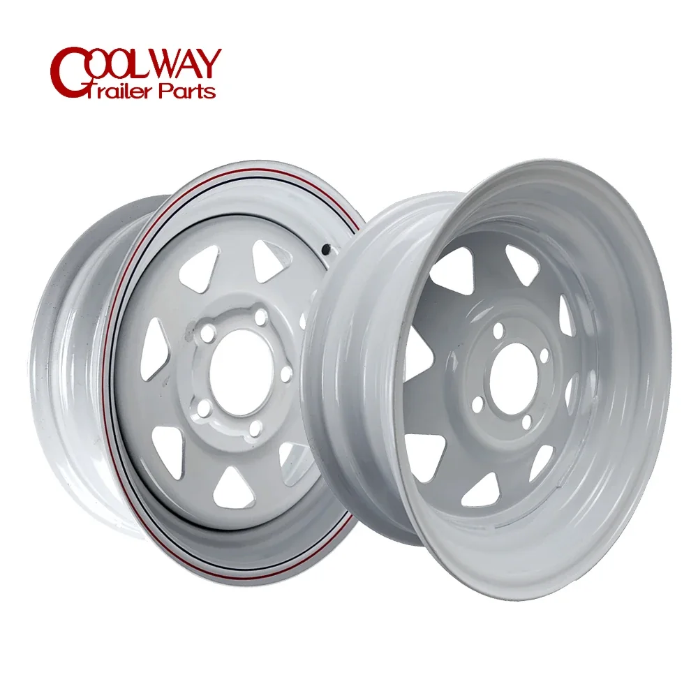 13 Inch x J White Spoke Trailer Rim 4-100 & 5 on 4.5 Bolt Pattern Caravan Boat RV Parts Accessories