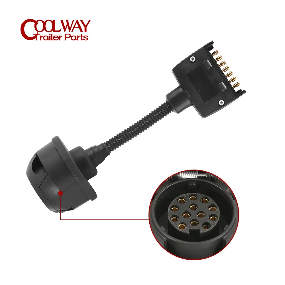 13Pin Female to 7Pin Flat Male Plug Connector Extension Cable Adapter - Spiral, Trailer, RV, Camper, Caravan Let me know if you need help with any other product titles!