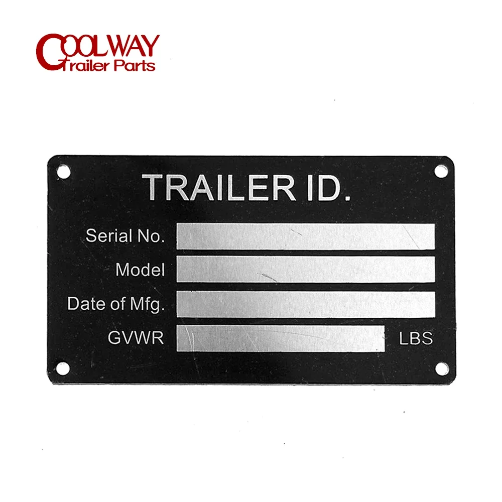 Heavy Duty Aluminum Trailer ID Tag Plate - Model: [Model Number] - Serial & GVWR - Medical Blank - Powder Coated Finish