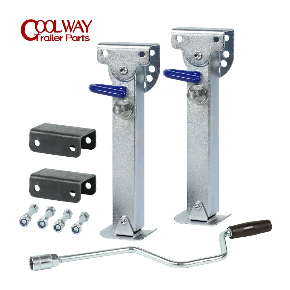 2PCS Trailer Stabilizer Legs with Handler 350-490mm Caravan Parking Corner Steady Camping RV Prop Stands Accessories