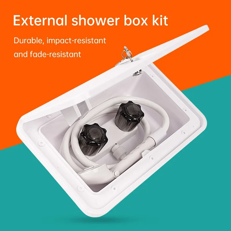 RV Modification Accessories External Shower Box Kit - Pull-Out Shower with Hot and Cold Switch, Camper Outside Outdoor Shower Head