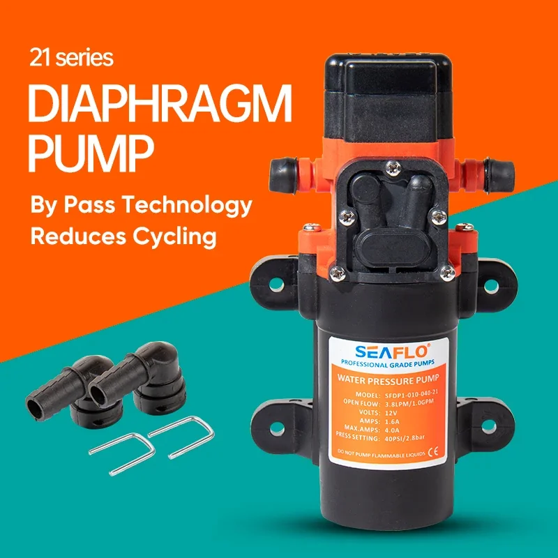 Seaflo Marine Water Pump Diaphragm Pump, 40 PSI, 12V/24V, for Yacht & Boat Showers, Toilets, Leisure Boats
