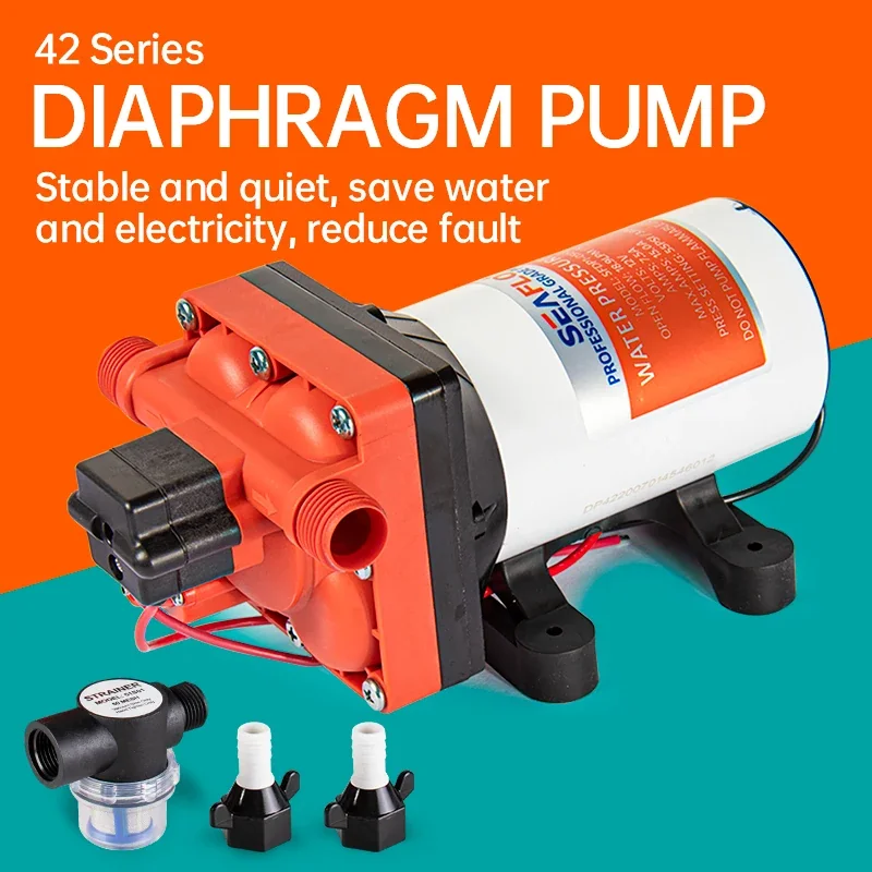 42 Series 12V/24V Marine Diaphragm Self-Priming Pump for Boats, RVs, Caravans - Showers & Toilets - Water Transfer Motor