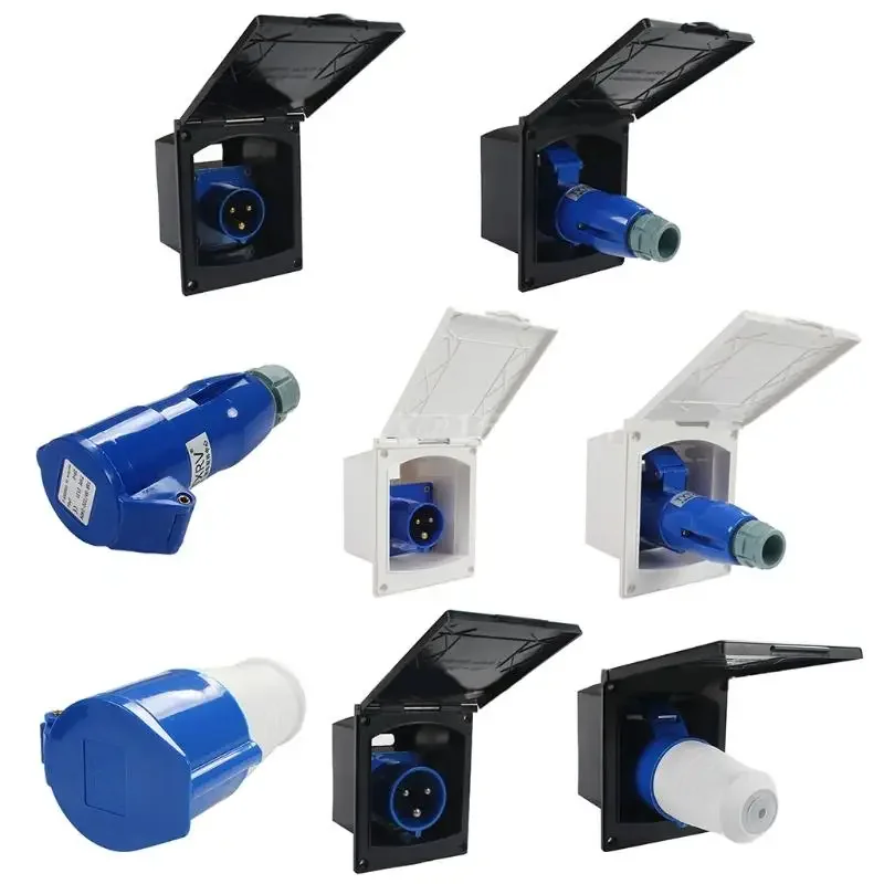 16/32A External Flush Hook Up Power Outlet for Motorhome Trailer - Flush Inlet Socket Automotive Accessories