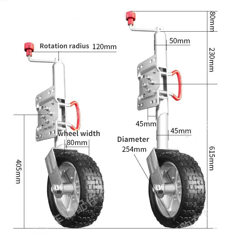 10 Inch Jockey Wheel Swing Up Solid Rubber Wheel 1500lb Capacity Caravan RV Boat Trailer Jack Guide Wheel