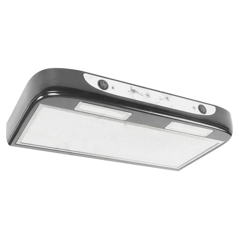 RV Button Range Hood 12V Stainless Steel with Dual LED Lights, Removable for Cleaning, Caravan/Motorhome/Camper