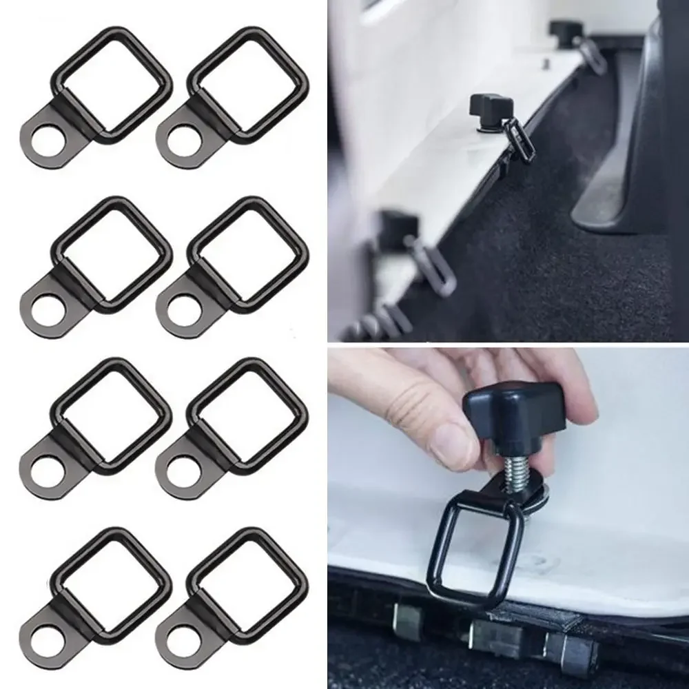 8Pcs Heavy Load D Ring Tie Down Trailer Anchors Lashing Rings Square Metal Pull Hooks Cargo Tie Down Rings for Cars Trucks RVs