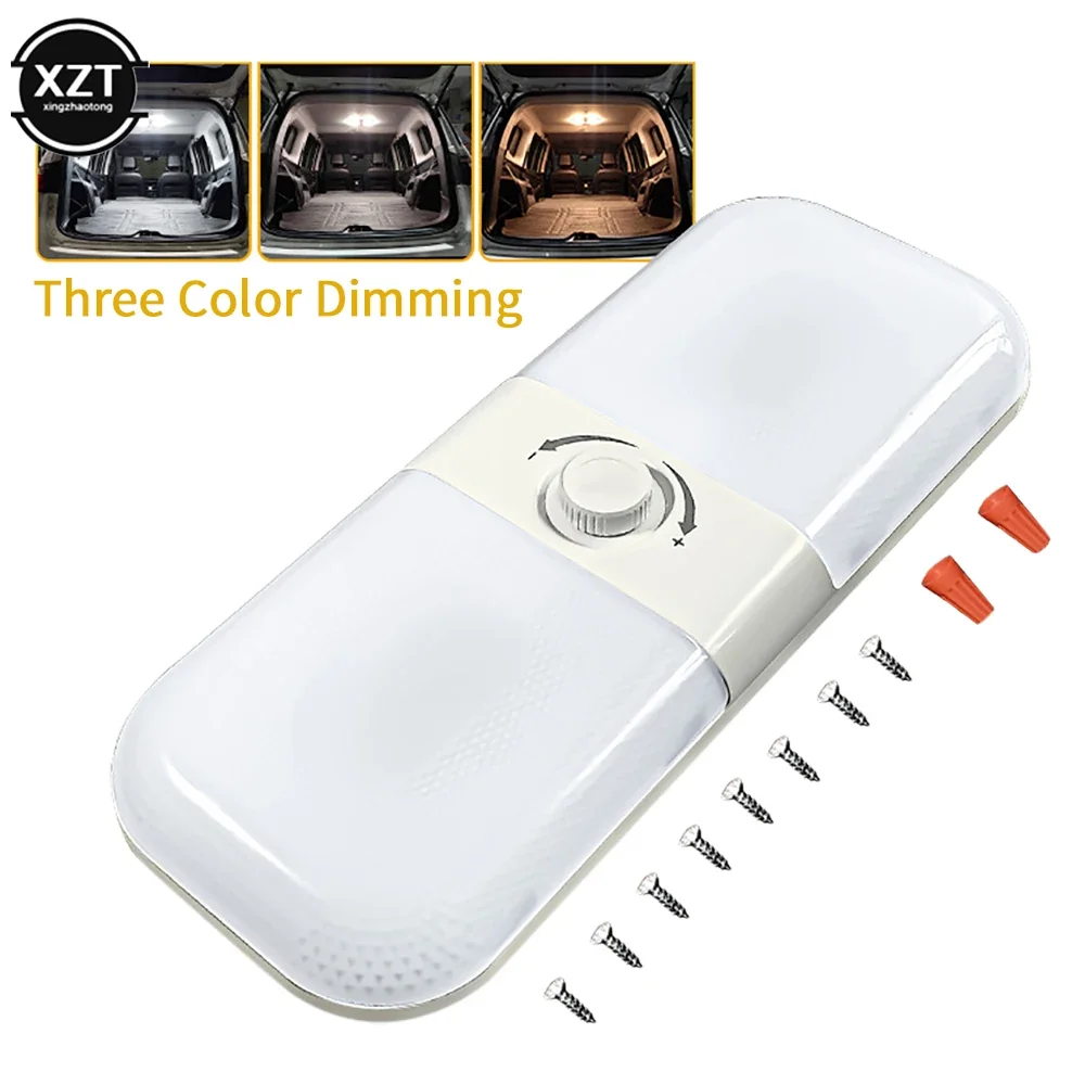 12-24V RV Light 3 Color Stepless Dimmable Adjustable Auto Lamp Trailer Ceiling Truck Lighting