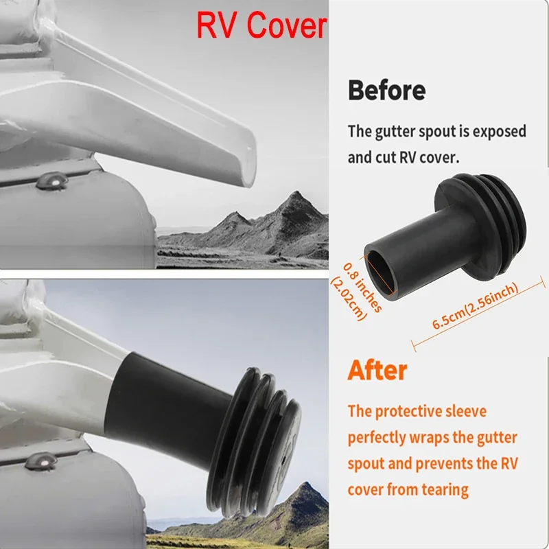 RV Cover Protective Sleeve Gutter Spout Cover System for Touring Cars - Black