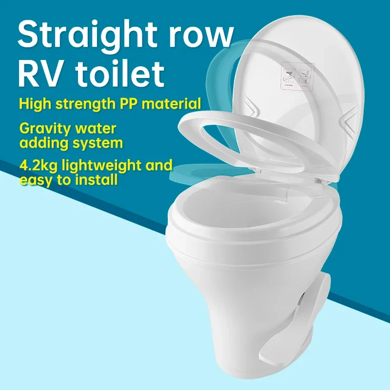RV Inline Toilet Foot-Operated Plastic Portable Camping Caravan Toilet
