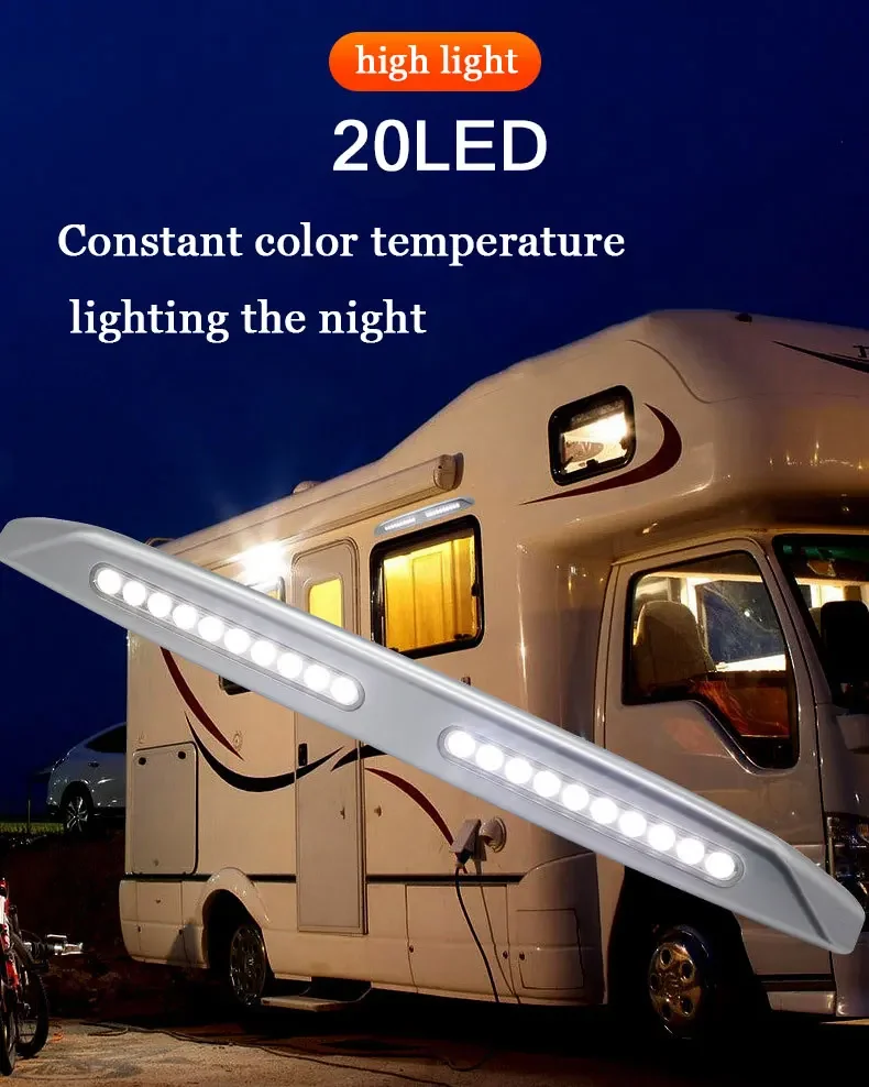 20 LED RV Awning Light, 12V Waterproof Camping Lamp for Camper Trailer, Marine Van & Caravan Accessories