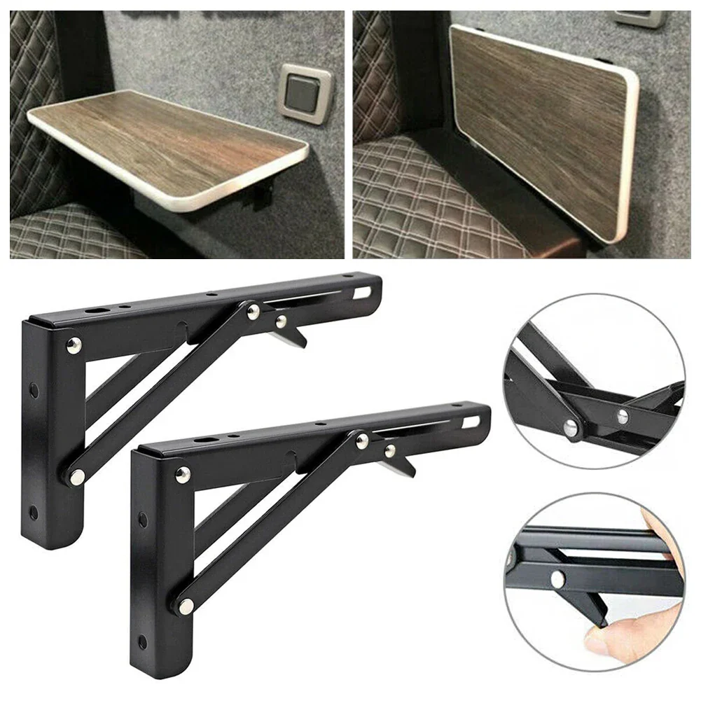 2PCS Black Finish Folding Bracket Table Shelf Motorhome Caravan RV Camper Trailer Food Truck Accessory Let me know if you need help with any other product titles!