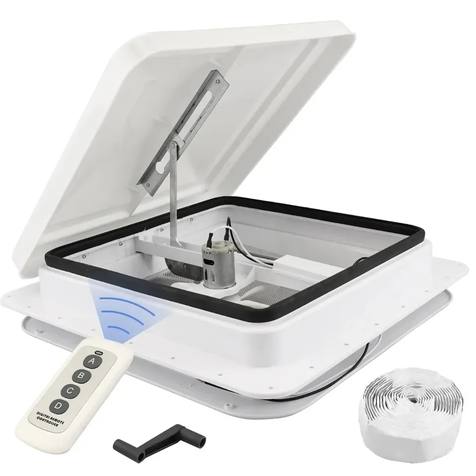 Caravan 14inch DC12V White Vent Fan - Detachable CE Certified for Camping Cars, Motorhomes & Campers - Extractor Fan