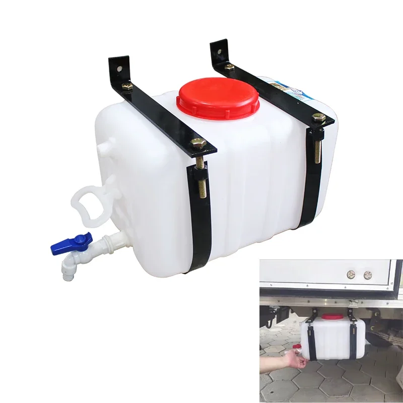 15L Car Wash Water Tank, Food Grade Plastic with Faucet, for Light Trucks, Semis, Trailers - Modified with Bracket
