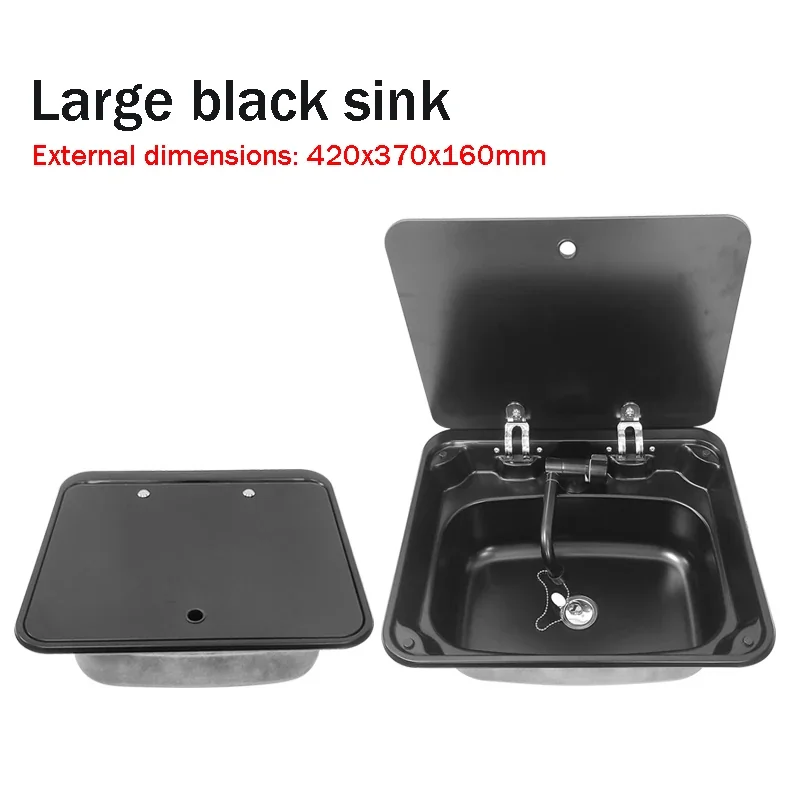 RV Specific Sink Black Stainless Steel Model Covered Water Tank Hidden Vegetable Washing Basin
