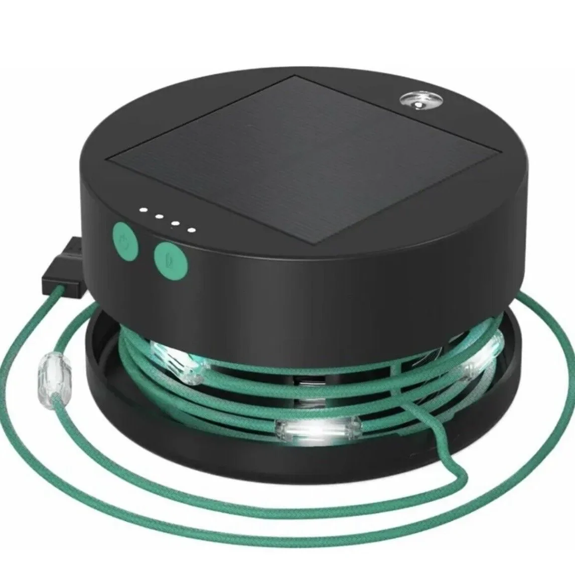 Solar Powered LED Camping String Lights - Phone Charger, 100 Lumens, Rechargeable via Solar & USB, Detachable Micro-USB Cable