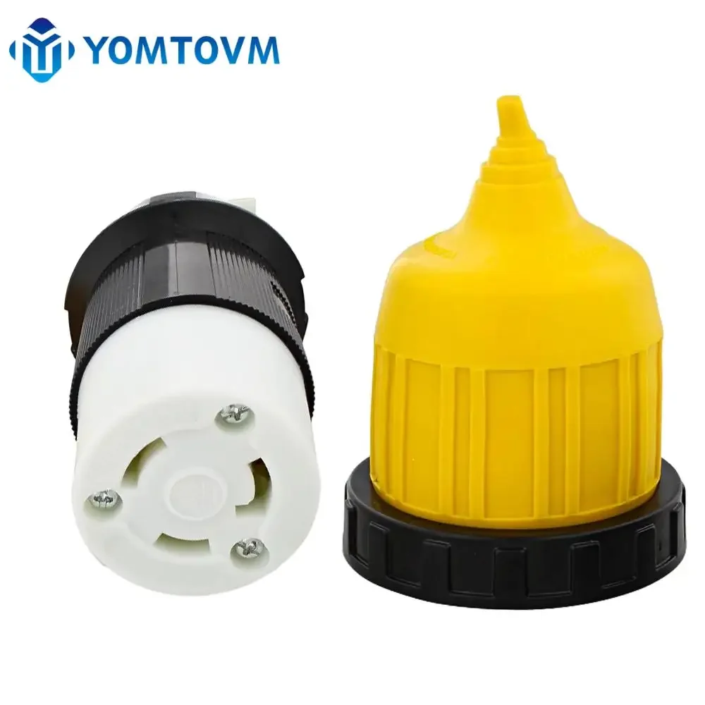 L5-30R RV Cord Connector Locking Plug with Power Socket Cover 30A 125V for Caravans, Trailers & Motorhomes