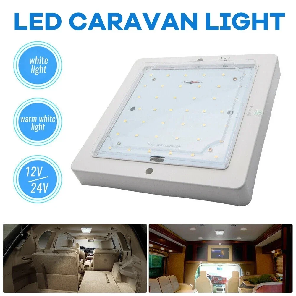 9W 12V LED Square Roof Ceiling Interior Lamp for Cars, Caravans, RVs, Trucks, Buses and Boats