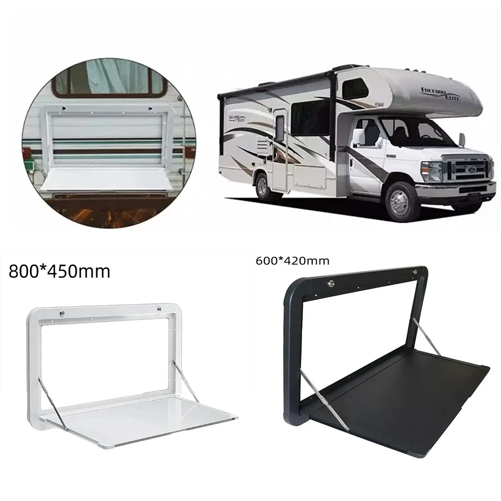 RV Trailer-Mounted External Side-Mounted Folding Dining Table White/Black
