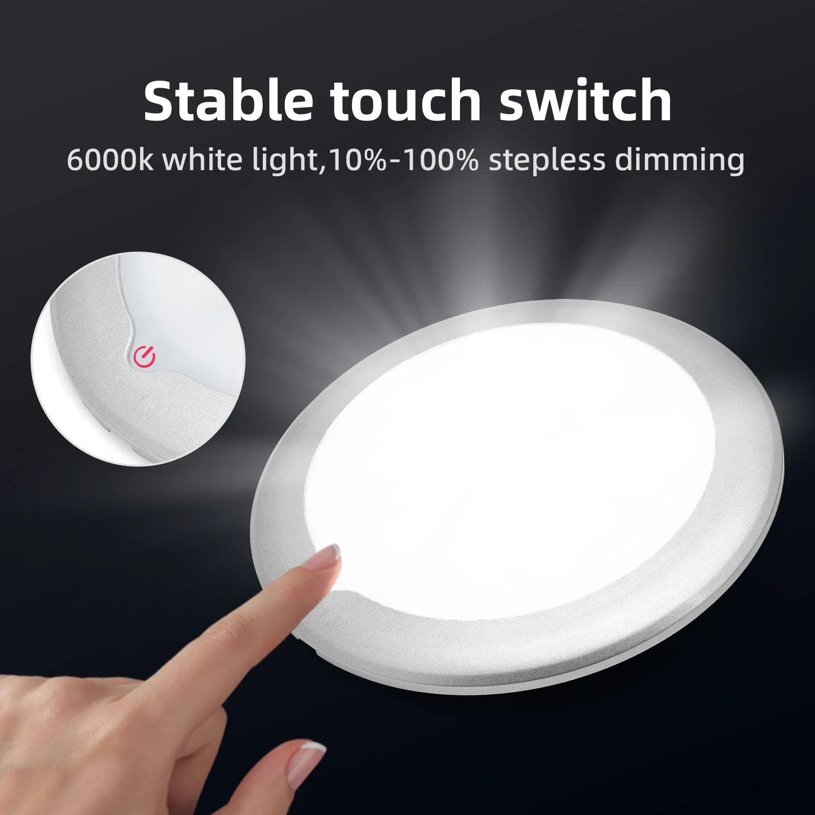 12V RV Roof Ceiling Cabin Light IP67 Touch Dimming for Caravan Marine Interior Lamp, Car Camping Trailer LED Auto Accessories