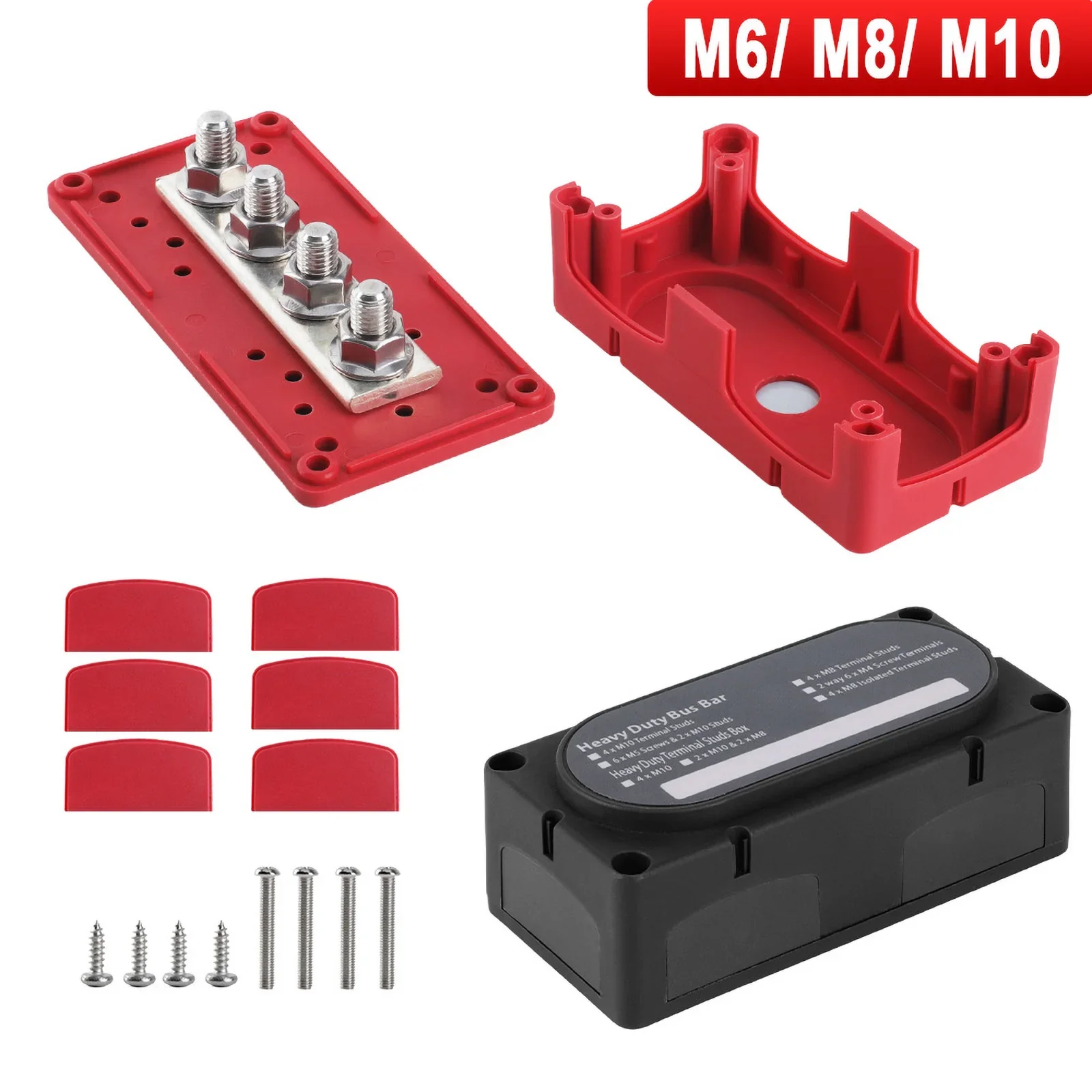 12-48V 300A Heavy Duty Power Distribution Block Module, Marine Bus Bar, Universal for Truck, Car, Boat (M6 M8 M10)