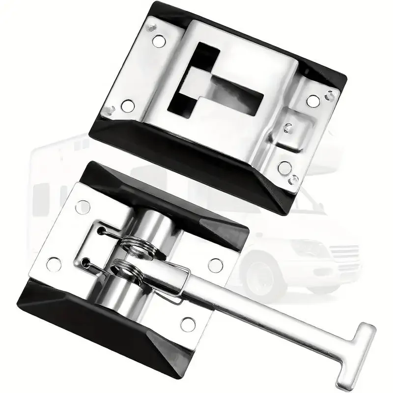 T-Style Trailer Door Latch & Holder - Stainless Steel RV, Camping Car, Entry Door Catch