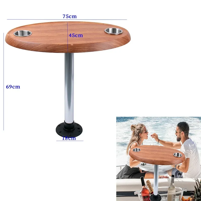 Round Coffee Table for RV/Boat Stainless Steel Hardware - Ship/Household Dining Table