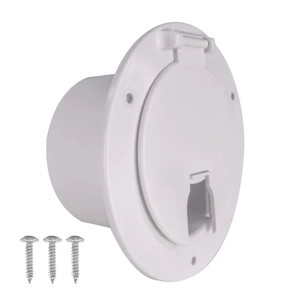 RV Electrical Cable Hatch 5 Inch Round with Lid Power Cable Cord Hatch Cover for Trailer, Yacht, Camper, Boat & Truck