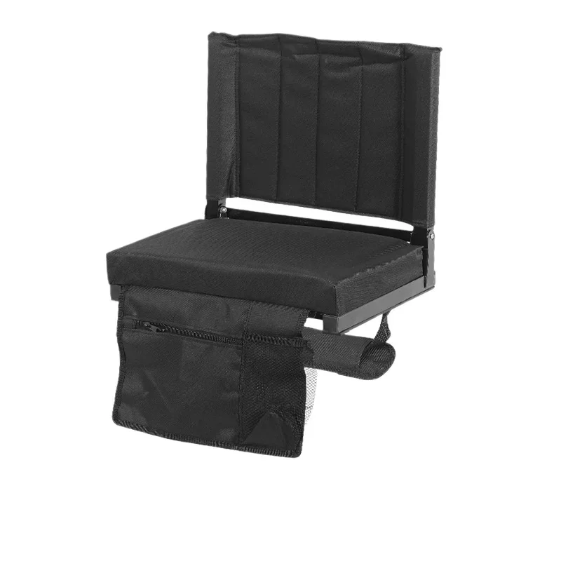 Outdoor Red Folding Stadium Chair, Portable Beach Chair with Backrest Cushion