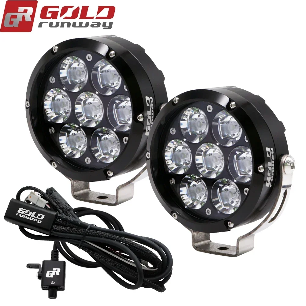 Gold Runway 2PCS GR-70X 7500LM USA XML2-U3 LED 12V Universal Motorcycle Lights