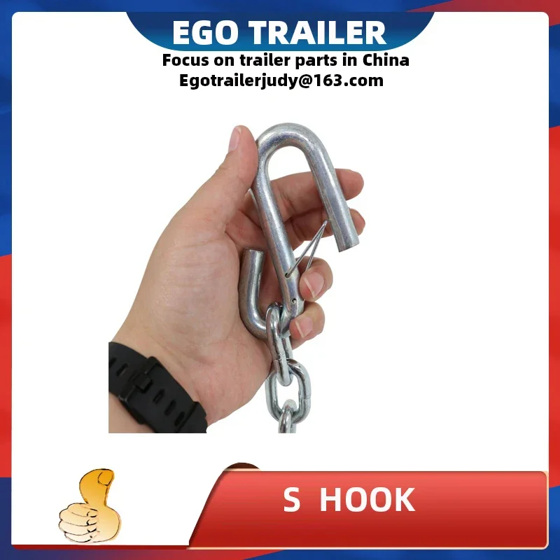 EgoTrailer D12mm 3500lbs S Hook with Spring Safety Chain Rope Trailer RV Parts Accessories