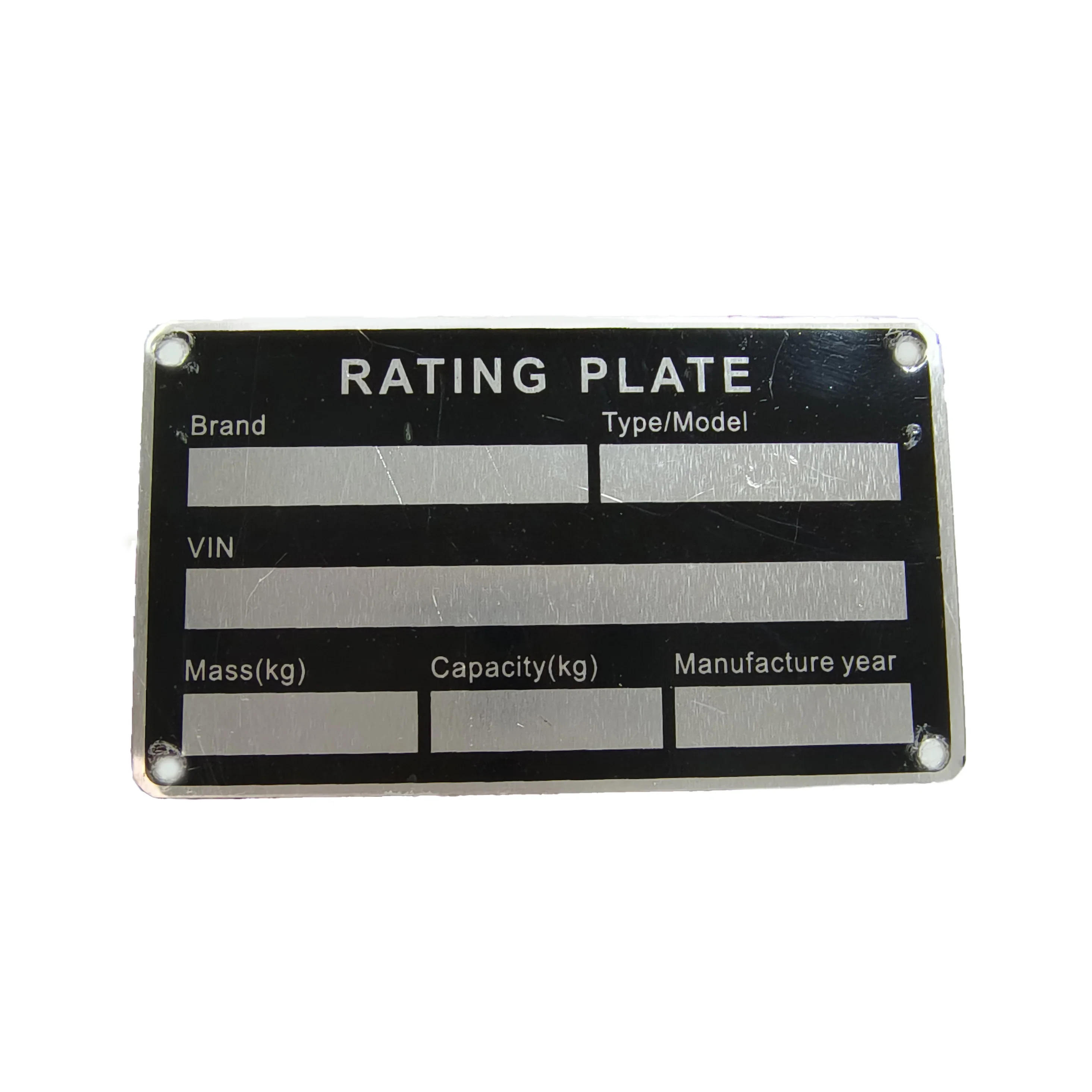 Aluminum Blank or Engraved Trailer VIN & Weight Chassis Plate (85mm x 50mm) for Motorbike, Caravan, RV & Camp