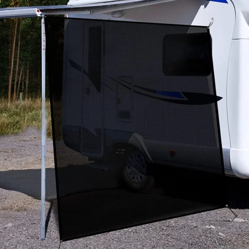 RV Sun Shade Screen for Awning Side - 9' x 7', Black Mesh, Motorhome Camping Trailer UV Sunblock