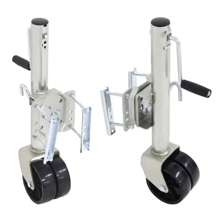 6 Inch 1500lbs Double Solid Wheel Sidewind Round Swivel Trailer Jack - With Bolt-On Capacity Jockey Wheel Boat & RV Parts
