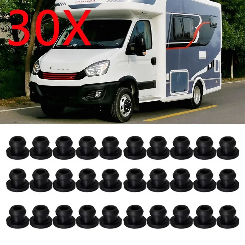 30 Pcs Black Stove Grommets for RV, Scratch-Resistant & Heat-Proof