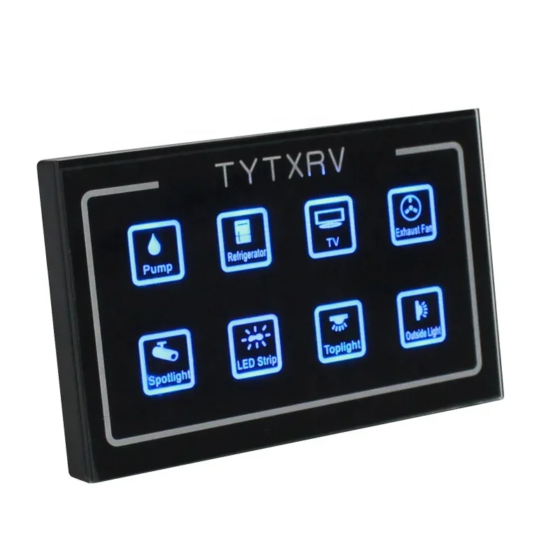 OEM 6-Inch 8-Gang LED Electronic Relay System Control Touch Panel for Car, Marine, Boat, RV & Caravan
