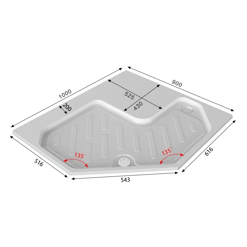 Motorhome Refitting Accessories - Toilet Base, Shower Basin, Left Side Diagonal Door