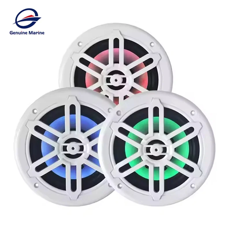 2Pcs 10W Waterproof Marine Speakers With RGB Lighting - Car Auto Audio, Moisture-Proof Sound for Outdoor, Yacht, RV, Boat, Motorcycle