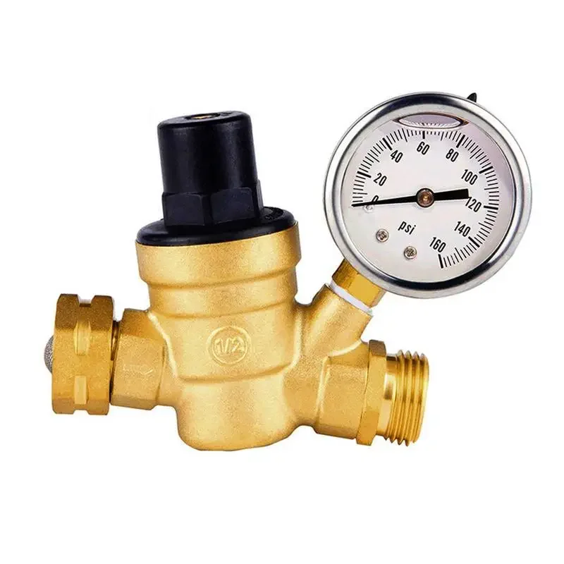 Water Pressure Regulator for Garden Hose - Brass, Rust-Proof Water Fittings