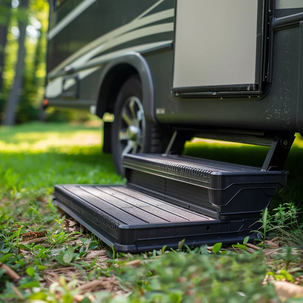 RV Caravan Electric/Manual 2-Step Aluminum Extension Steps