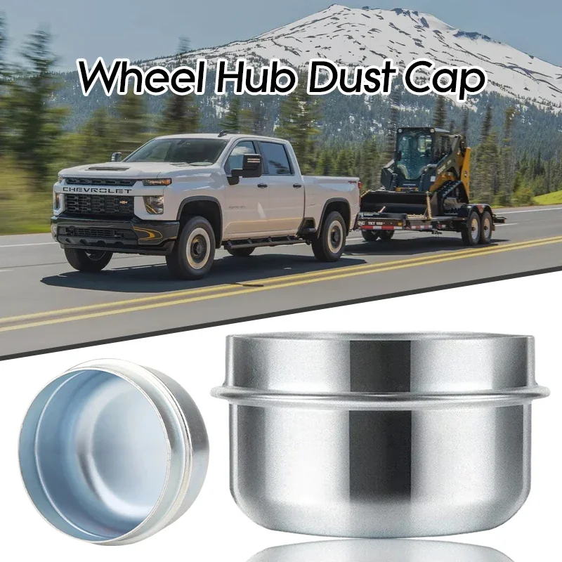 2pcs/set Replacement 50mm Metal Dust Cap Wheel Hub Trailer Bearing Grease Cover for Caravan, Boat & RV