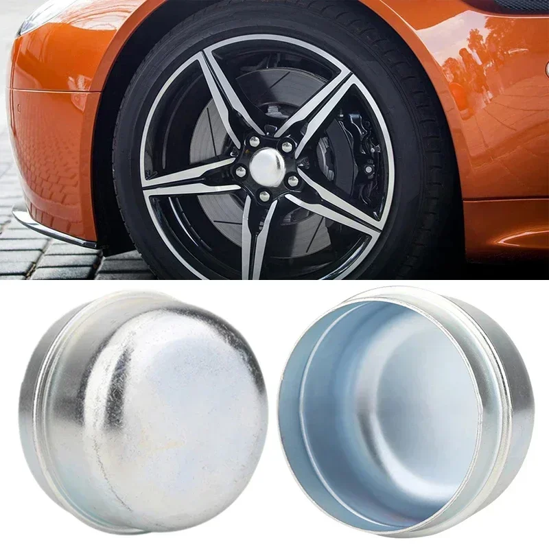 2 Pcs Replacement 50mm Metal Dust Cap Wheel Hub Trailer Bearing Grease Cover Axle Hub Caps for Caravan, Boat, RV