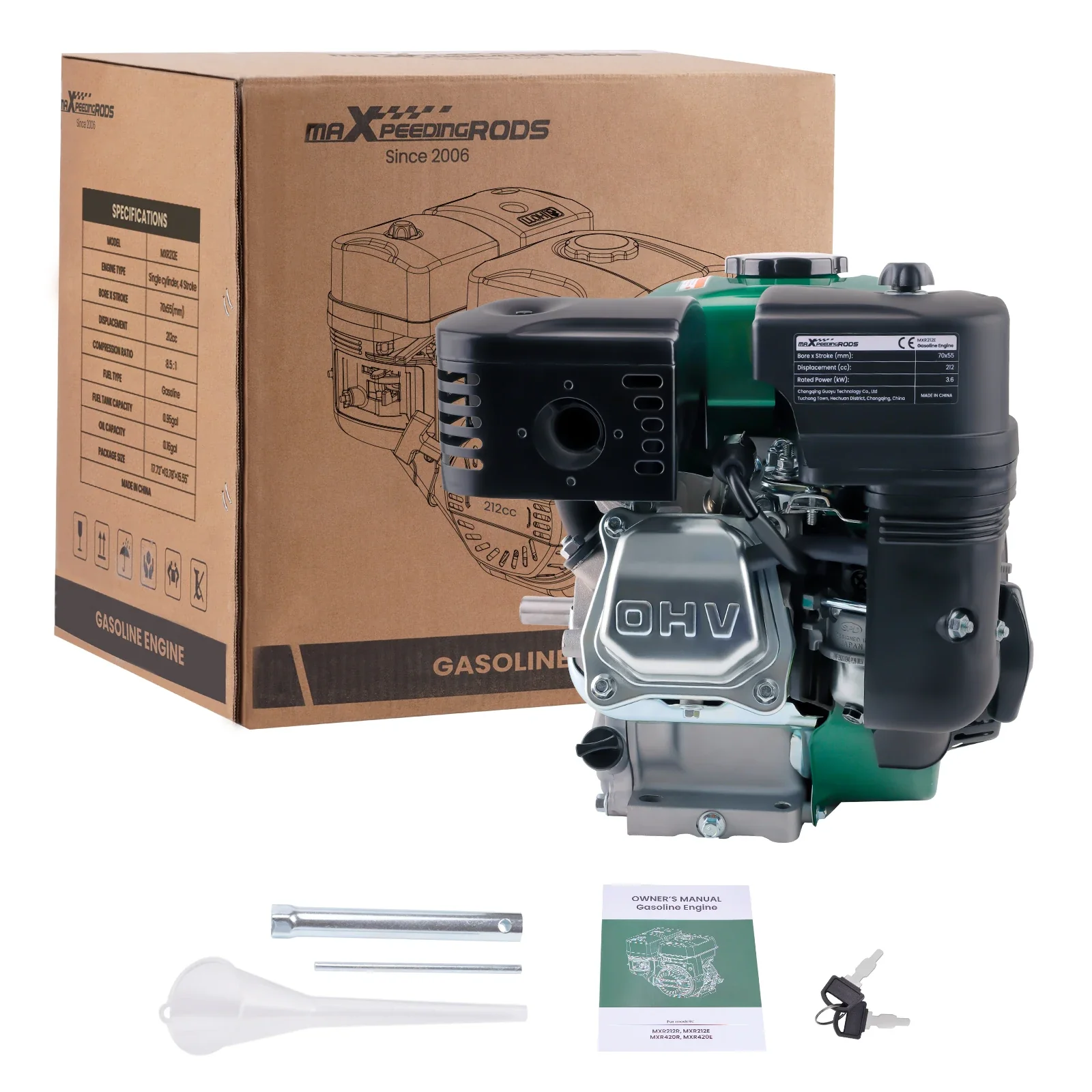 Petrol Engine 7HP 212cc 4 Stroke OHV Electric Start Horizontal Engine