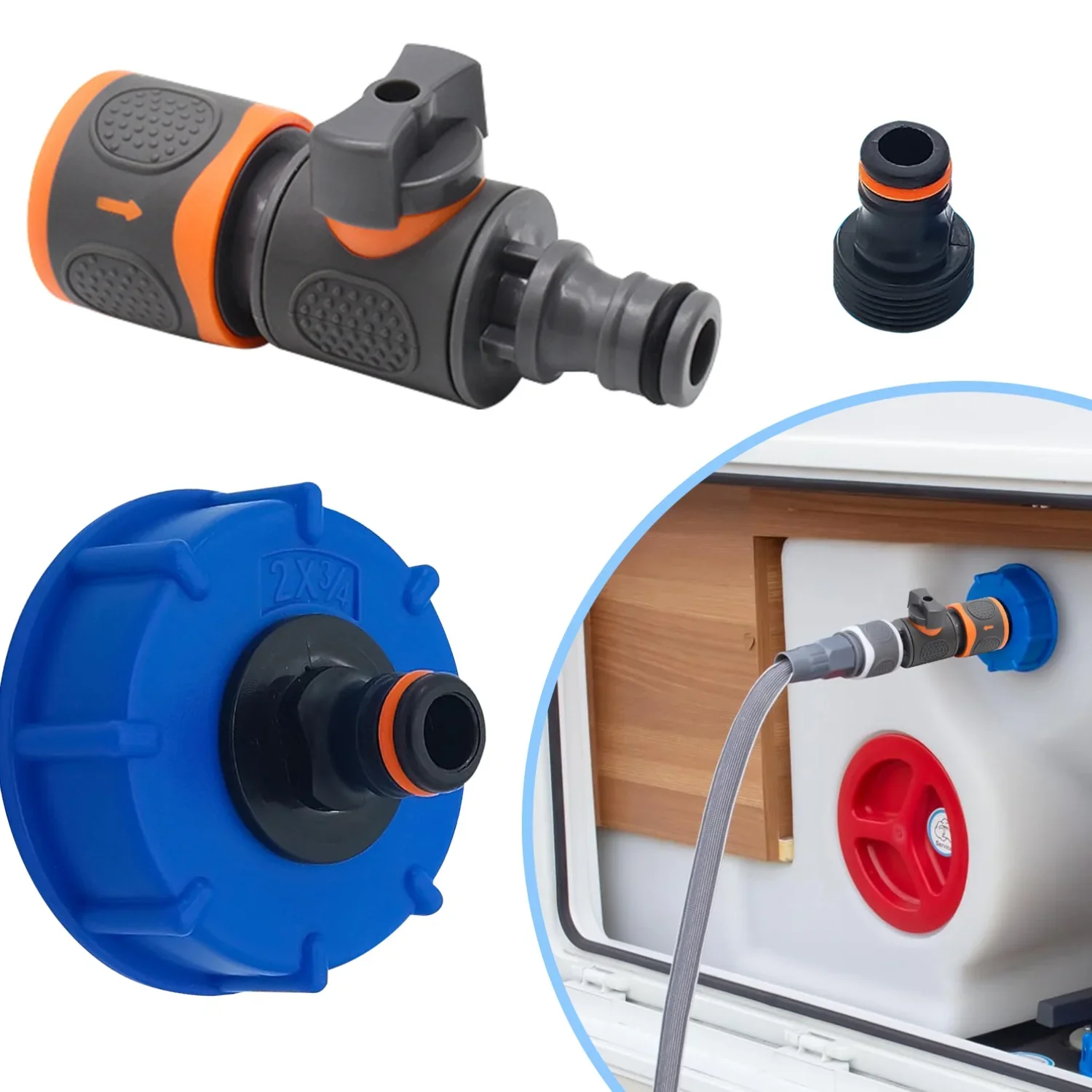 28mm Water Tank Filling Adapter Valve for Motorhome Caravan, Quick Coupling Connection Accessories