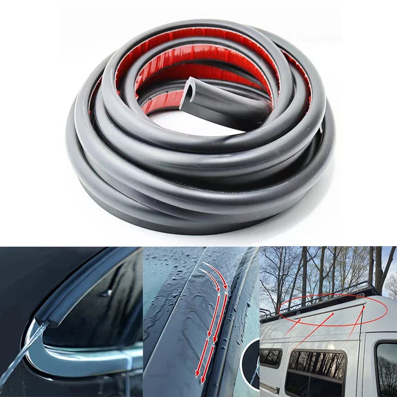 Self-Adhesive RV Water Guide Strip Automotive Seal for Vehicle Draft Seal Truck Trim Molding Car Water Guide