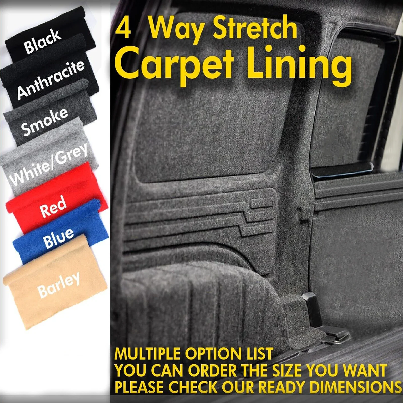 1x2m Camper RV Van Lining Carpet 4 Way Stretch for VW T6.1 Transporter, Caddy & Transit Trimfix Caravan Camper Auto Accessories