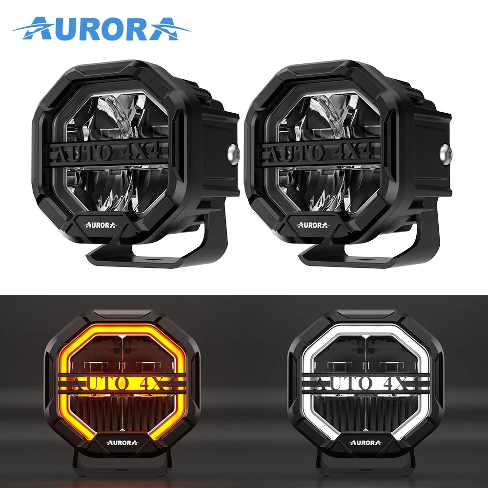 AURORA 4" LED Work Light Strobe Car Light Bar - Flashing Auto Fog Light
