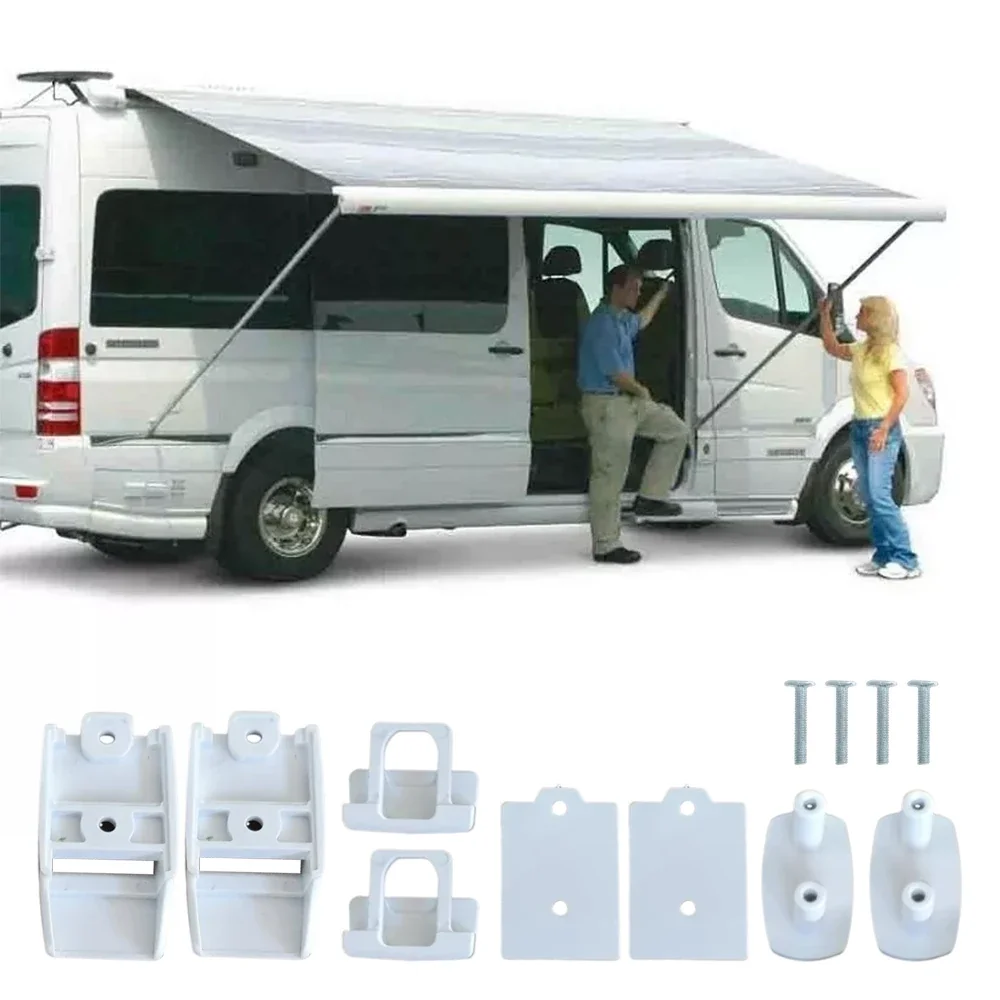 2 Set Fiamma F45s F80s F65 Awning Leg Wall Brackets (White) Replaceable 98655-176 RV Parts & Accessories