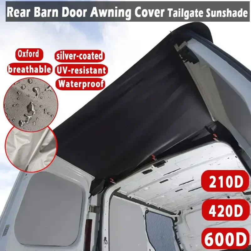 Waterproof Durable RV Rear Barn Door Awning for VW T5 Ford - 600D 420D 210D Cover, Camping Tailgate Car Trailer RV Sunshade I8Y3